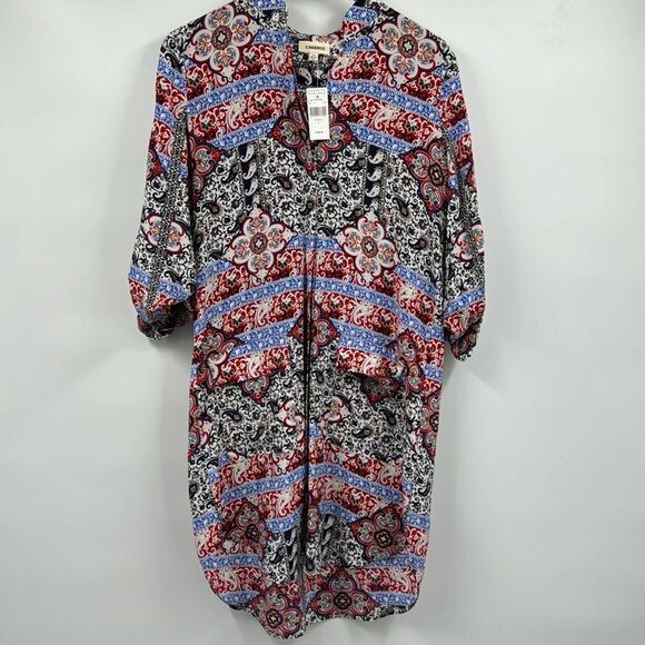 L’AGENCE Silk Floral Shirtdress Tabbed Sleeves Front Pockets Small New With Tags - Picture 1 of 7